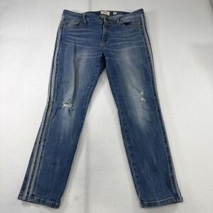 Miss‎ Me Womens Distressed Slim Straight Side Stripe Blue Jeans Size 28